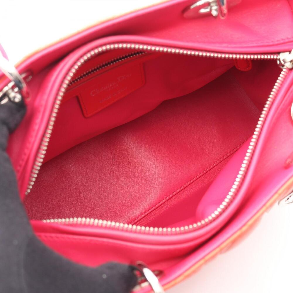 Dior Orange Leather LADY Handbag Pink